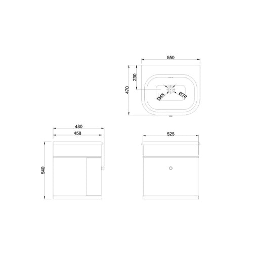 Burlington Chalfont 1 Drawer Vanity Unit With Basin