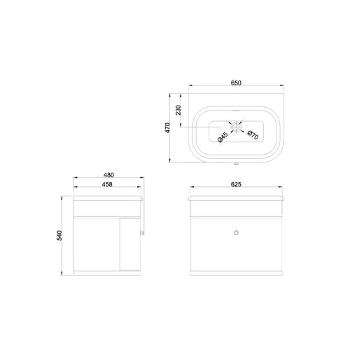 Burlington Chalfont 1 Drawer Vanity Unit With Basin