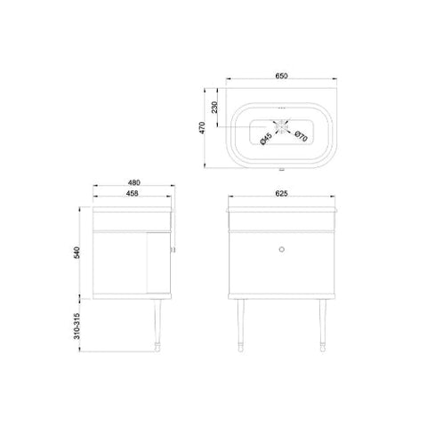 Burlington Chalfont 1 Drawer Vanity Unit With Basin Legs