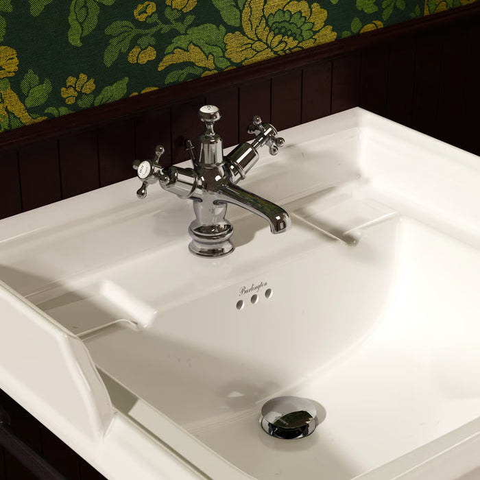 Burlington Claremont Deck Mounted Quarter Turn Basin Mixer Tap with Regent Base & Click Clack Waste
