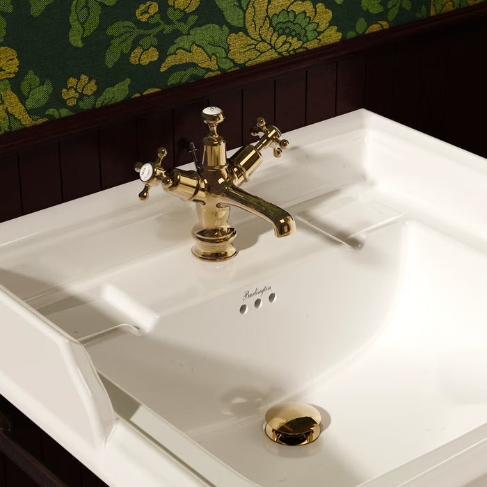 Burlington Claremont Deck Mounted Quarter Turn Basin Mixer Tap with Regent Base & Click Clack Waste