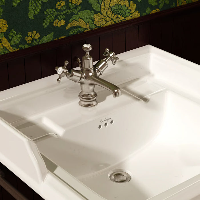 Burlington Claremont Deck Mounted Quarter Turn Basin Mixer Tap with Regent Base & Pop Up Waste
