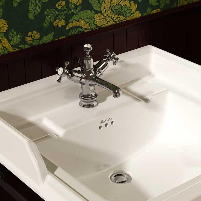 Burlington Claremont Deck Mounted Quarter Turn Basin Mixer Tap with Regent Base & Pop Up Waste