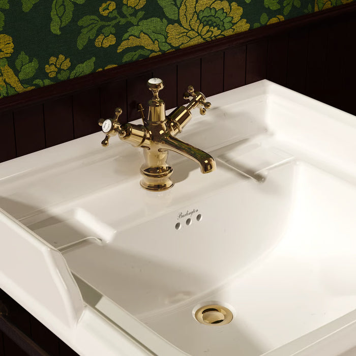 Burlington Claremont Deck Mounted Quarter Turn Basin Mixer Tap with Regent Base & Pop Up Waste
