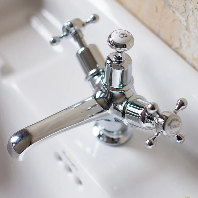 Burlington Claremont Deck Mounted Basin Mixer Tap - Chrome