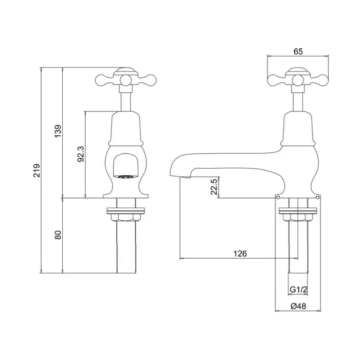 Burlington Claremont Basin Taps 5 Inch - Pillar