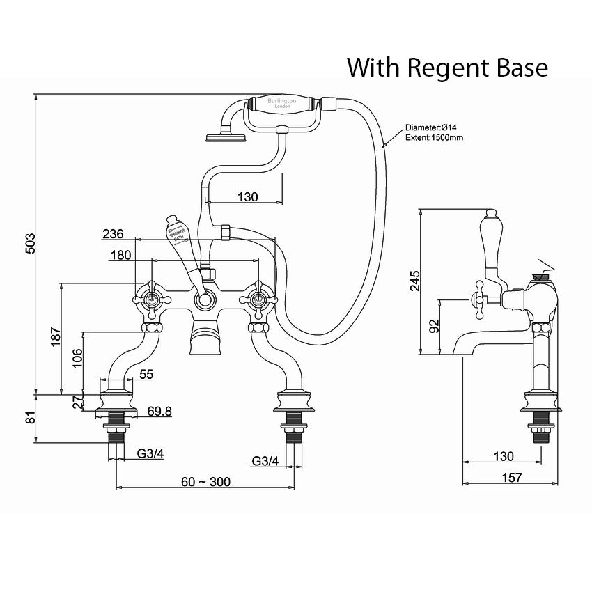 Burlington Claremont Bath Shower Mixer With Handheld Kit