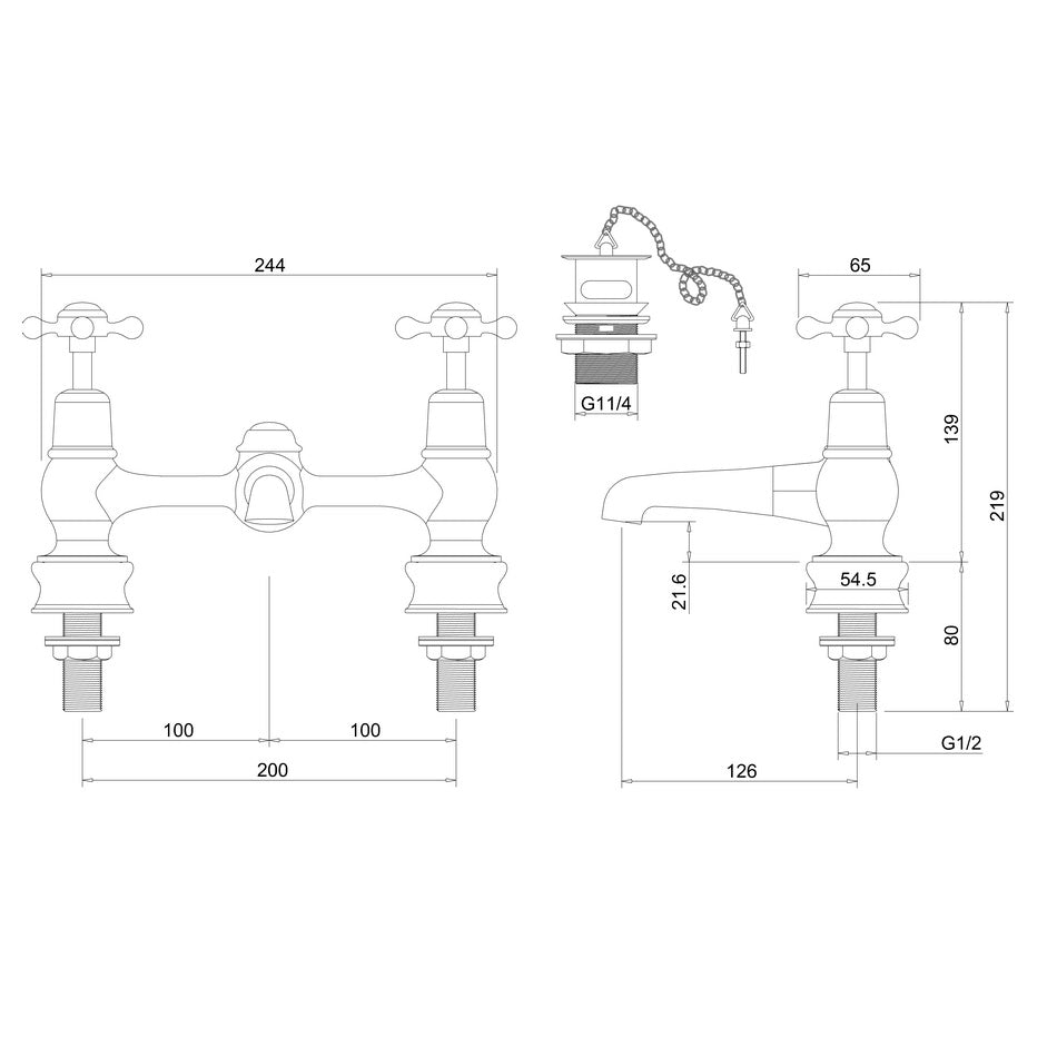 Burlington Claremont Deck Mounted Quarter Turn Basin Mixer