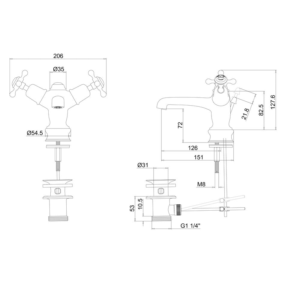 Burlington Claremont Deck Mounted Quarter Turn Regal Basin