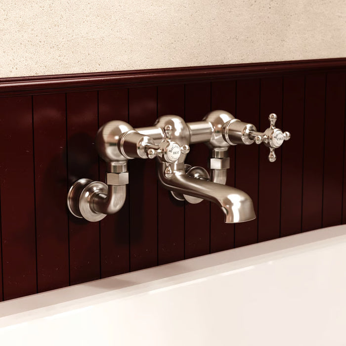 Burlington Claremont Wall Mounted Bath Filler Tap with Regent Base - Chrome
