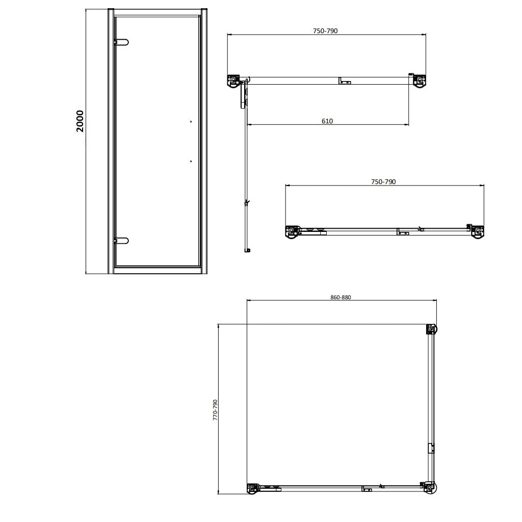 Burlington Classique Hinged Shower Door With Side Panel
