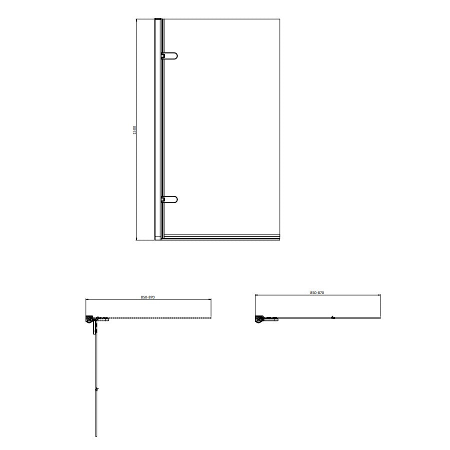 Burlington Classique Hinged Single Bath Screen - 1500mm x