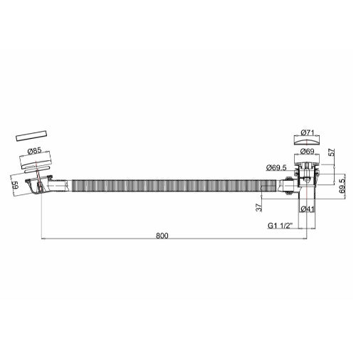 Burlington Click - Clack Bath Waste With Overflow 800mm