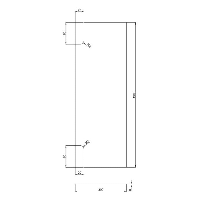 Burlington Deflector Panel - 2000mm x 300mm - Clear
