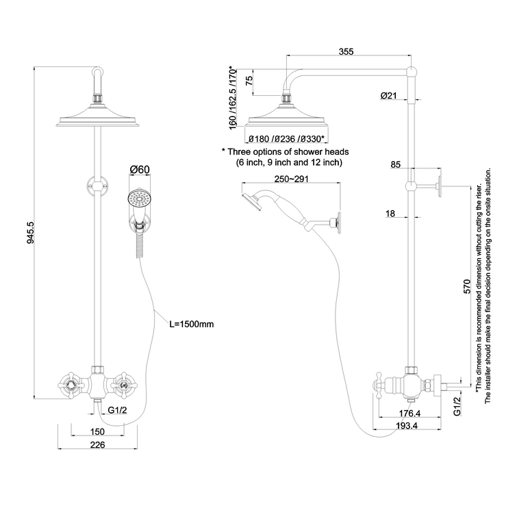 Burlington Eden Thermostatic Exposed Mixer Shower