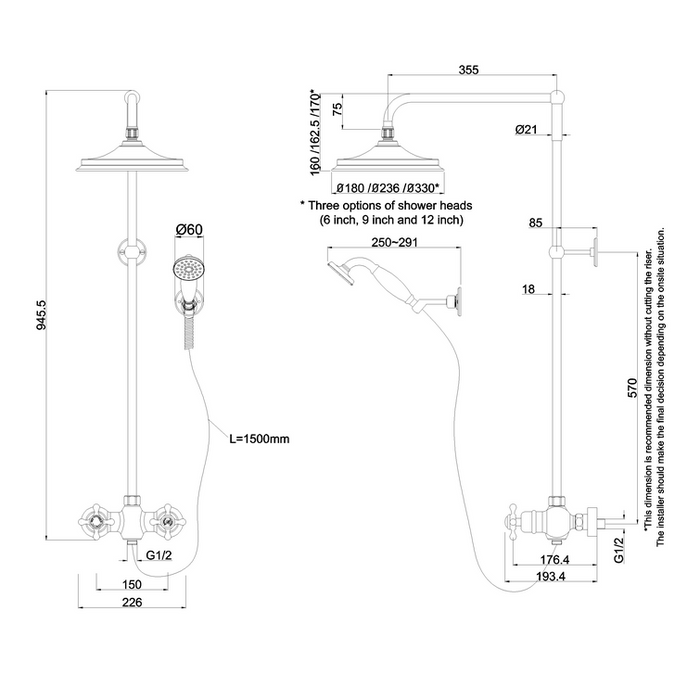 Burlington Eden Thermostatic Exposed Mixer Shower