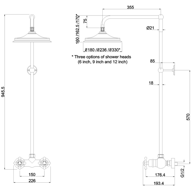 Burlington Eden Thermostatic Exposed Mixer Shower