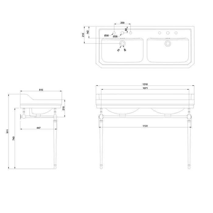Burlington Edwardian 1200mm Rectangular Double Basin