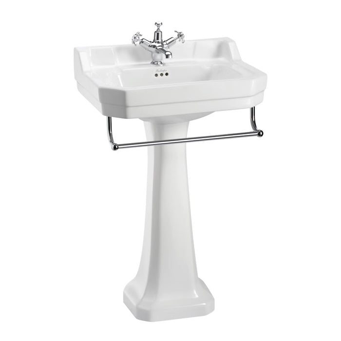 Burlington Edwardian Traditional Basin with Full Pedestal And Towel Rail - 560mm Wide - White