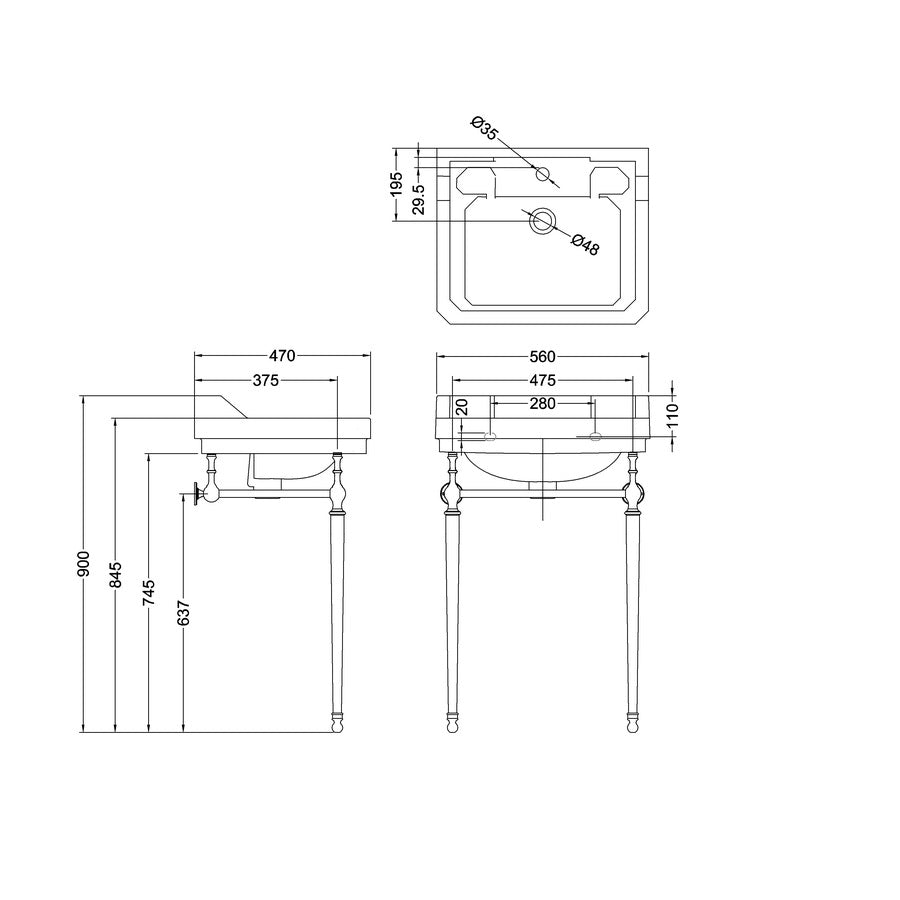 Burlington Edwardian Modern Basin With Washstand And Towel