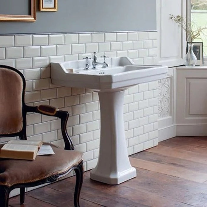 Burlington Edwardian White Basin With Pedestal - Full Basins