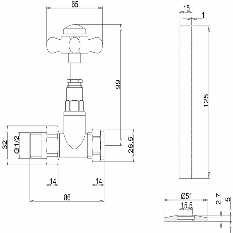 Burlington Radiators Straight Radiator Valve (pair)