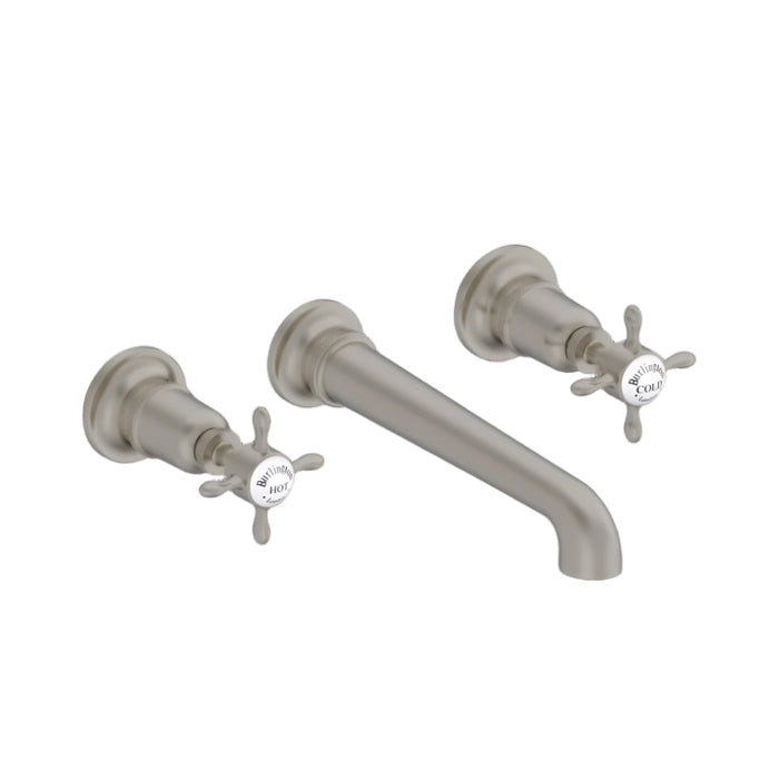 Burlington Guild 3 Hole Wall Mounted Bath Tap - Brushed