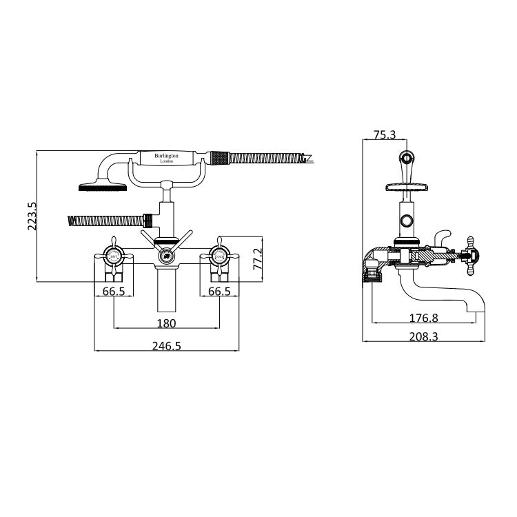 Burlington Guild Deck Mounted Bath Shower Mixer Tap