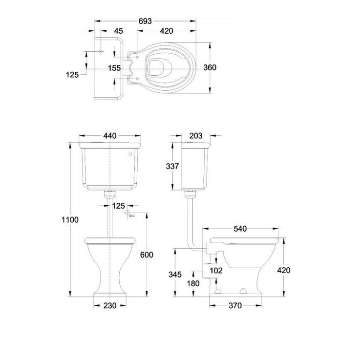 Burlington Guild Low Level Toilet With Lever Cistern