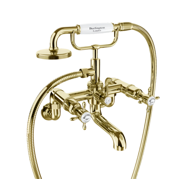 Burlington Guild Wall Mounted Bath Shower Mixer Tap - Gold
