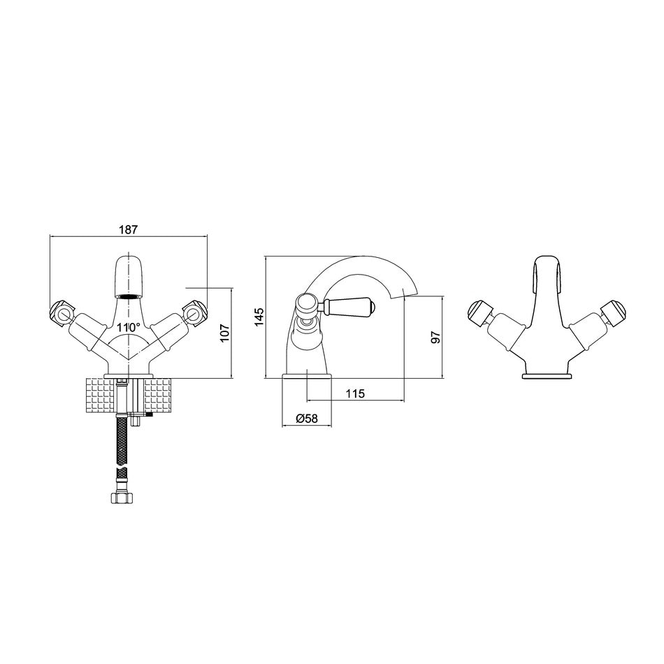 Burlington Kensington Deck Mounted Mono Basin Mixer Tap