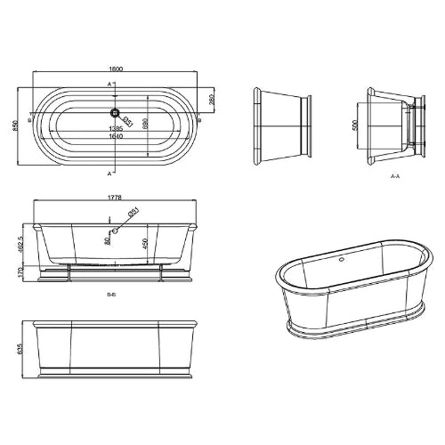 Burlington London Round Double Ended Freestanding Acrylic