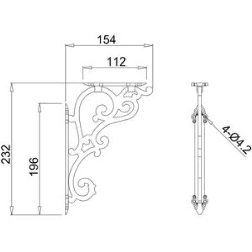 Burlington Ornate Medium Brackets - 154mm x 10mm 232mm