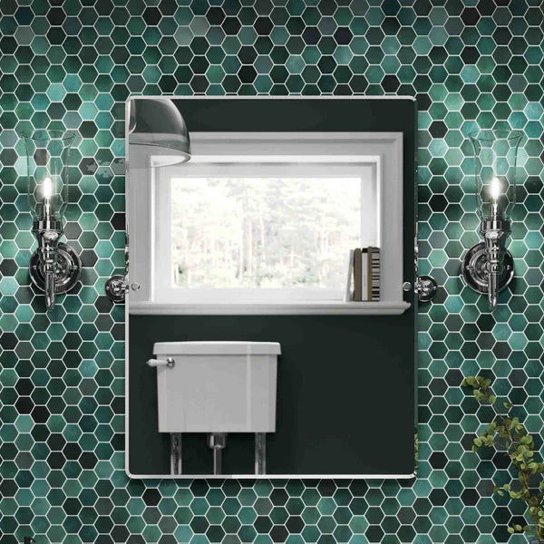 Burlington Rectangular Non-Illuminated Mirror With Fixings, 650mm x 450mm, Chrome