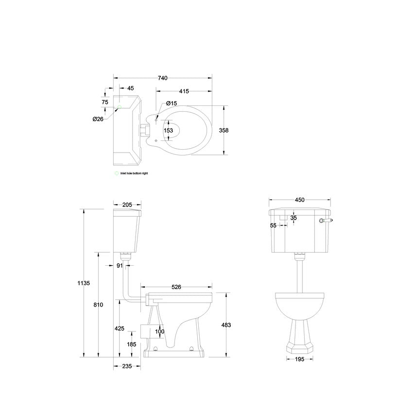 Burlington Regal Comfort Height Low Level Traditional Toilet