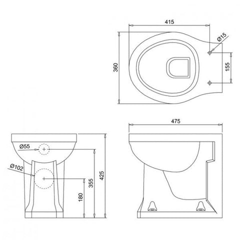 Burlington Rimless Back To Wall Traditional Toilet