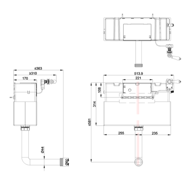 Burlington Riviera Concealed Cistern With Flush Lever