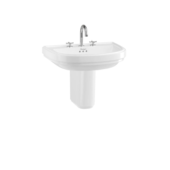 Burlington Riviera D shape Basin With Semi Pedestal - 3