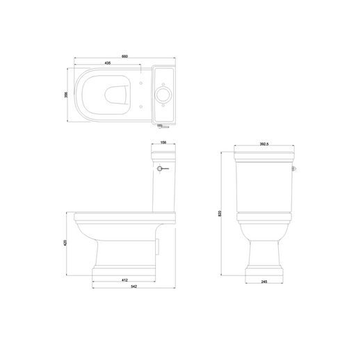 Burlington Riviera Open Back Close Coupled Toilet with Soft