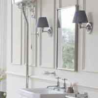 Burlington Round Bathroom Wall Light With Chrome Base And Silver Chiffon Shade