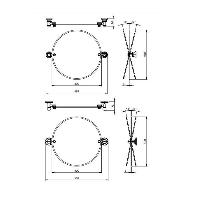 Burlington Round Non Illuminated Mirror With 1850 Fixings