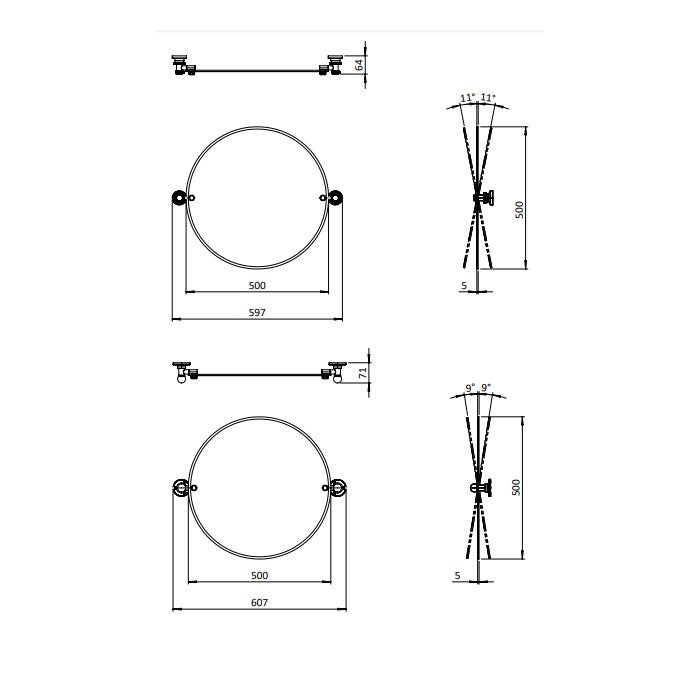 Burlington Round Non Illuminated Mirror With 1850 Fixings