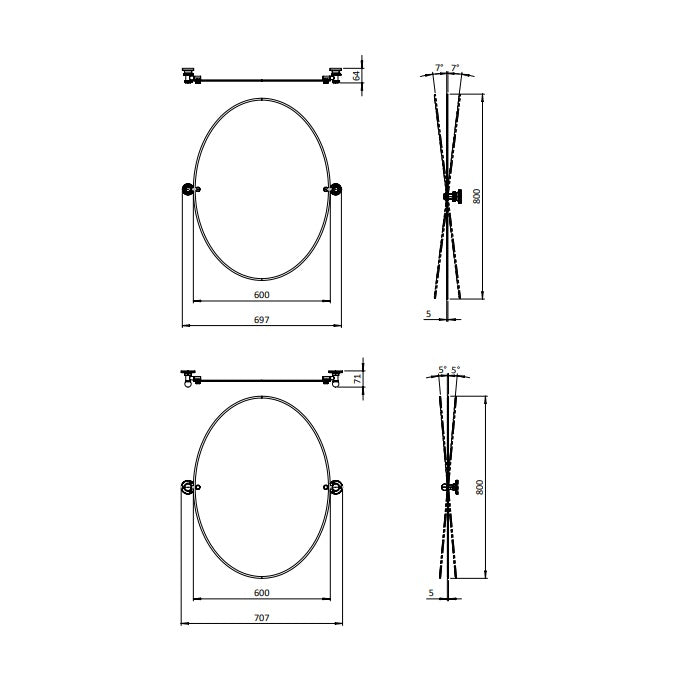 Burlington Round Non Illuminated Mirror With 1850 Fixings