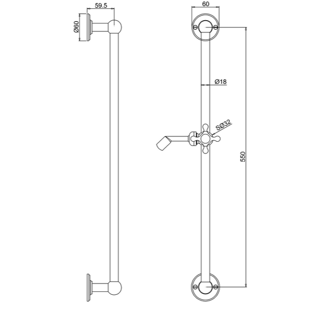 Burlington Shower Slide rail - Components