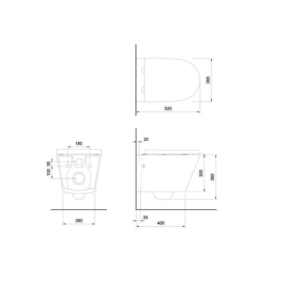 Burlington Sphere Rimless Wall Hung Toilet With Soft Close