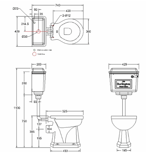 Burlington Standard Low Level Traditional Toilet