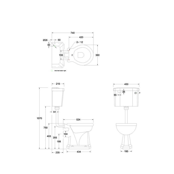 Burlington Standard Low Level Traditional Toilet - Toilets