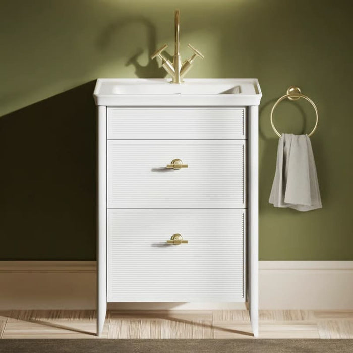 Burlington Strand 600mm 2 Drawer Floorstanding Vanity Unit with Ceramic Basin & Handles
