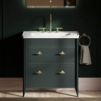 Burlington Strand 800mm 2 Drawer Floorstanding Vanity Unit with Ceramic Basin & Handles