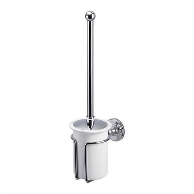 Burlington Toilet Brush And Holder - White/Chrome Clearance